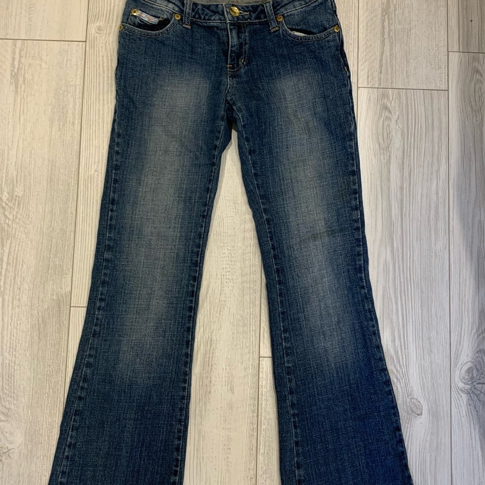 Enyce Blue Flare & Wide Leg Jeans with Faded Wash